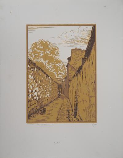 Camille BELTRAND : Ruelle des reculettes aux Gobelins - Bois gravé original signé, 1921 2