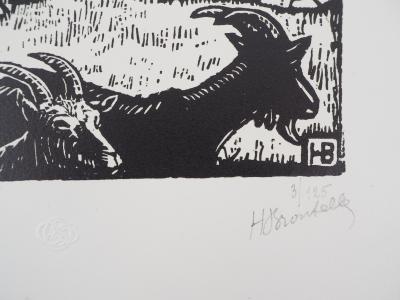 Honoré BROUTELLE : Au temps des vendanges - Bois gravé original signé, 1921 2