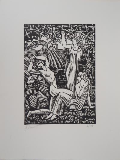Raphaël DROUART : Les Hespérides - Bois gravé original signé, 1921 2