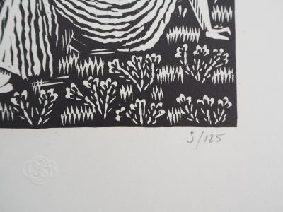 Raphaël DROUART : Les Hespérides - Bois gravé original signé, 1921 2