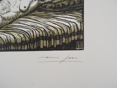 Louis JOU : Danaé - Bois gravé original signé, 1921 2