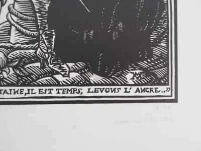 Maximilien VOX : Le capitaine de la Mort - Bois gravé original signé, 1921 2