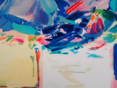 Claude HEMERET : Bouquet et fenêtre sur la mer - Lithographie Originale Signée 2