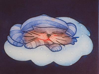 Ludmila ARMATA : La sieste du chat - Gravure Originale Signée 2