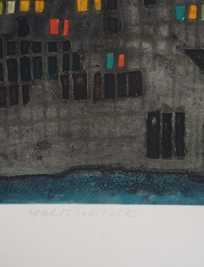 Suzanne RUNACHER : Multi solitude (la ville de nuit) - Gravure originale signée 2