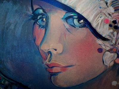Sachiko IMAI : Portrait au chapeau - Lithographie originale signée au crayon 2