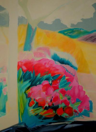 Claude HEMERET : Printemps, les tulipes en fleur - Lithographie Originale Signée 2