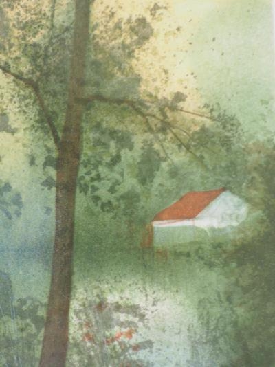 Gilles FIGUIER - Cabane au bord du lac - Lithographie Originale Signée 2