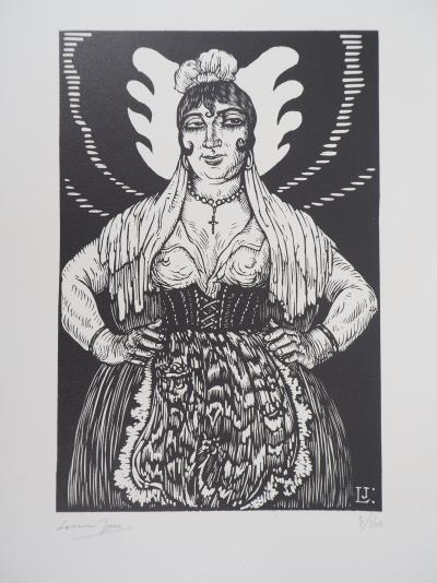 Louis JOU : L’Espagnole - Bois gravé original signé, 1929 2