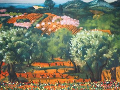 Moïse KISLING : Var, paysage de Sanary - Lithographie Originale Signée 2