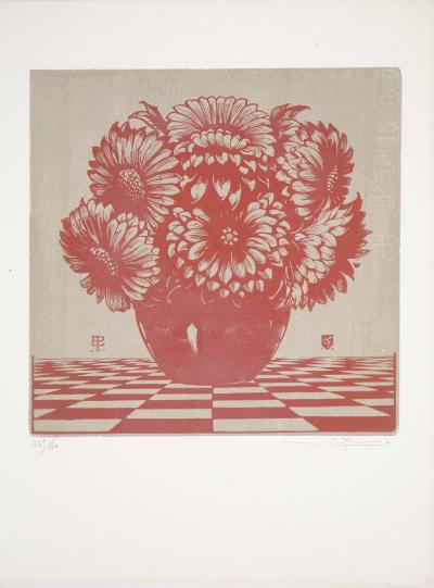 Eduard PELLENS : Fleurs des champs, 1929 - Bois gravé original signé 2