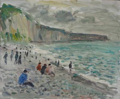 Jean-Jacques RENÉ : Plages et falaises à Fécamp - Huile sur toile signée 2