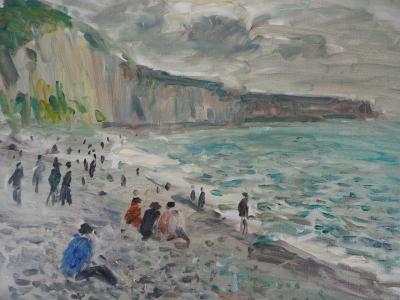 Jean-Jacques RENÉ : Plages et falaises à Fécamp - Huile sur toile signée 2