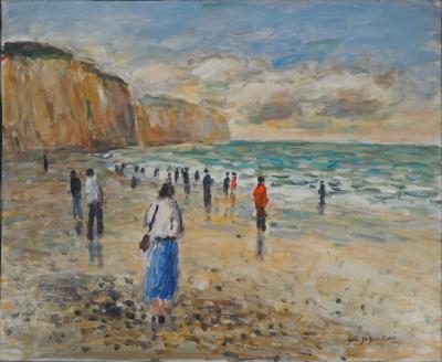 Jean-Jacques RENÉ : Marée basse à Pourville - Huile sur toile signée 2