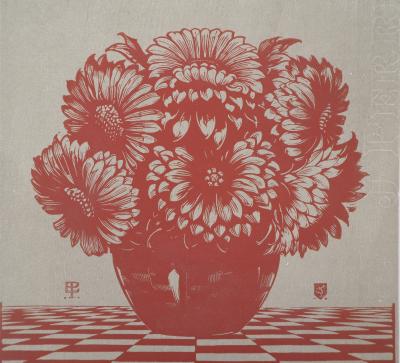 Eduard PELLENS : Fleurs des champs, 1929 - Bois gravé original signé 2