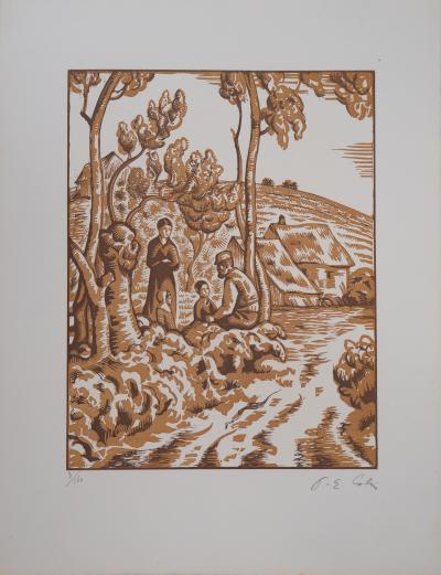 Paul-Emile COLIN : La paix - Bois gravé original signé, 1929 2