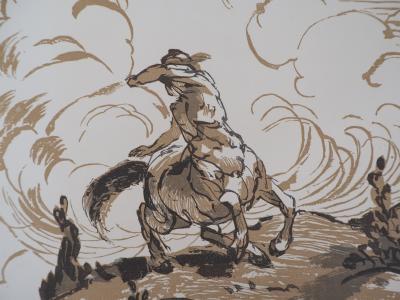 Jules CHADEL: Combat mythologique, 1929 - Bois gravé original signé 2
