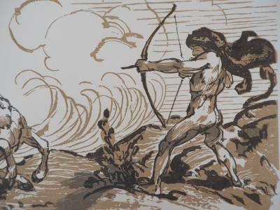 Jules CHADEL: Combat mythologique, 1929 - Bois gravé original signé 2