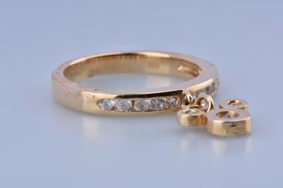 Bague Mickey or jaune et oxydes de zirconium 2