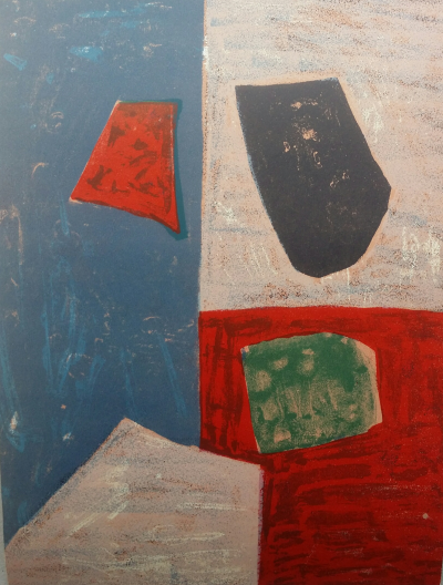 Serge Poliakoff  - Composition rose, rouge et bleue, 1958 - Lithographie 5 couleurs 2