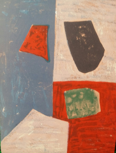 Serge Poliakoff  - Composition rose, rouge et bleue, 1958 - Lithographie 5 couleurs 2