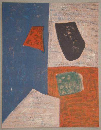 Serge Poliakoff  - Composition rose, rouge et bleue, 1958 - Lithographie 5 couleurs 2
