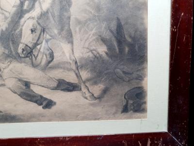 Alphonse MURATON - Soldat de cavalerie mourant, 1872 - Dessin au fusain 2