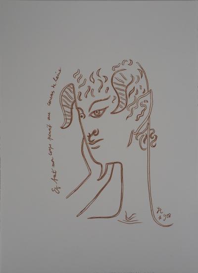 Jean COCTEAU : Faune songeur - Lithographie Signée 2