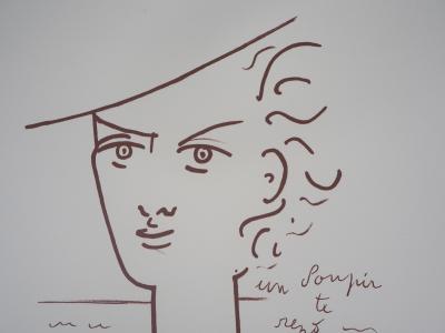 Jean COCTEAU : Portrait de Jeune femme - Lithographie signée 2