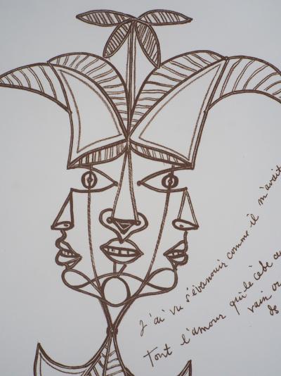 Jean COCTEAU : Trois visages - Lithographie signée 2