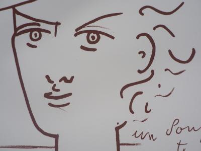 Jean COCTEAU : Portrait de Jeune femme - Lithographie signée 2
