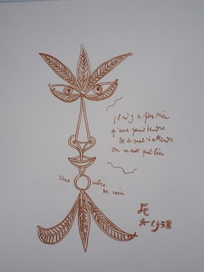 Jean COCTEAU : Visage végétal - Lithographie signée 2