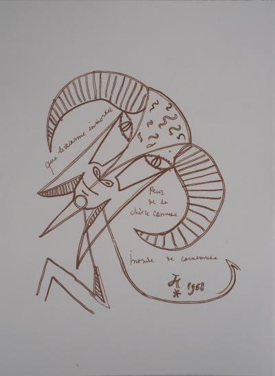 Jean COCTEAU : La chèvre - Lithographie Originale Signée 2