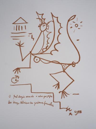 Jean COCTEAU : La question du sphinx - Lithographie Originale Signée 2