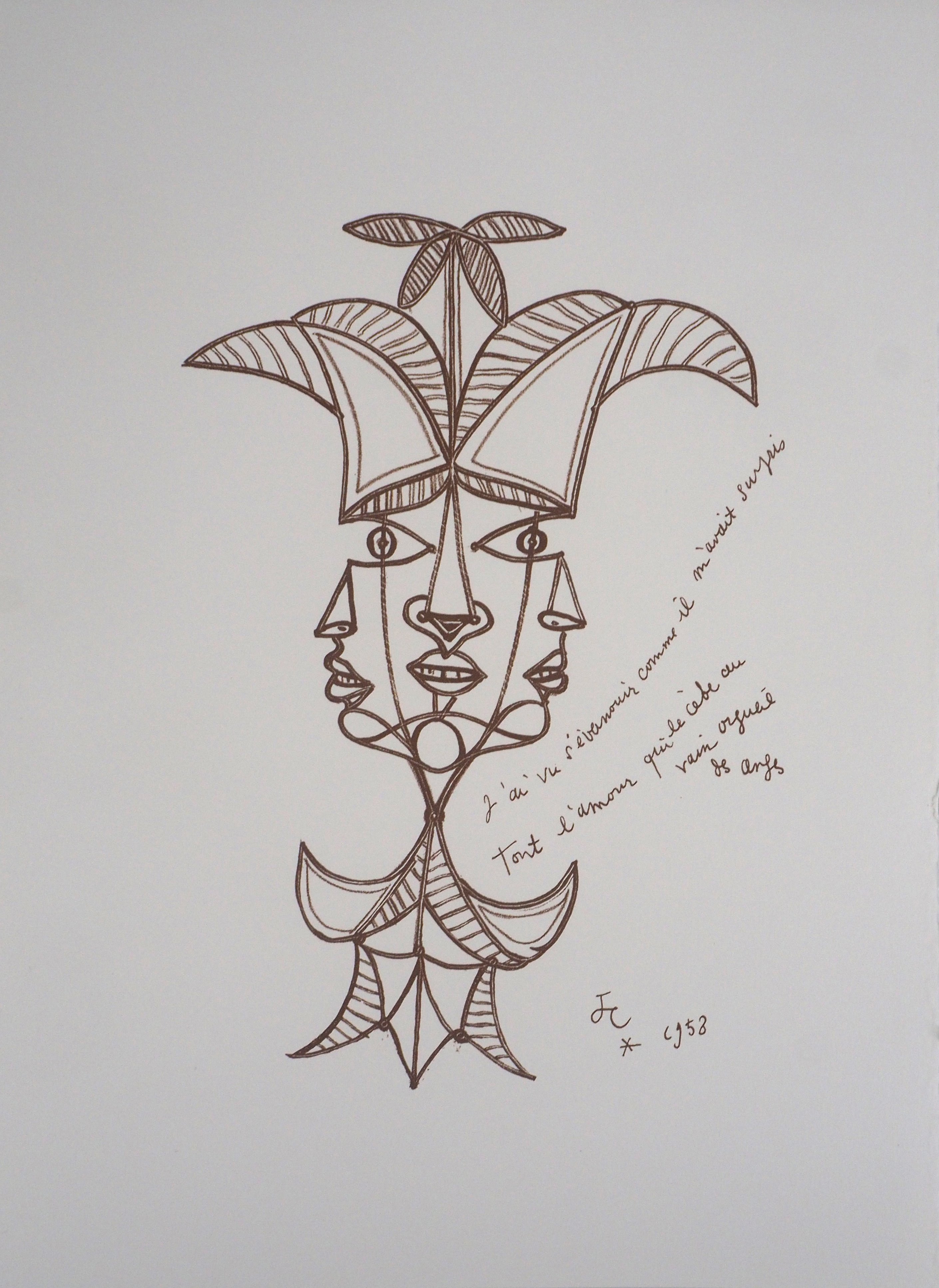Clips D'oreilles Vintage Très Rares JEAN COCTEAU - Motif Visages, Occasion En Très Bon état