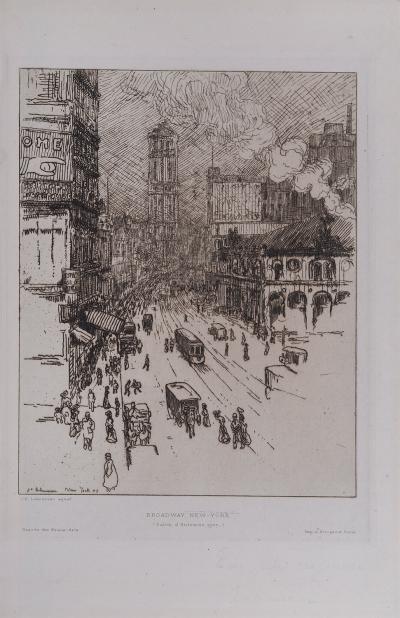 Jean Émile LABOUREUR - Broadway, New York, salon d'automne 1907 - Gravure originale 2