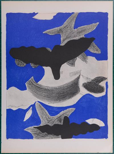 Georges BRAQUE - Oiseaux noirs sur ciel bleu I, 1955 - Lithographie originale 2