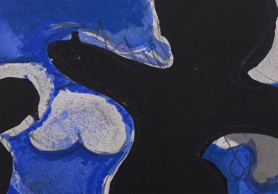 Georges BRAQUE - Oiseaux Noirs sur fond bleu, 1955 - Lithographie originale 2