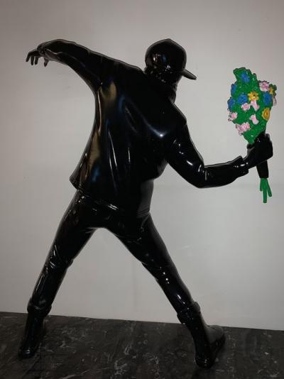 Banksy (after) - Flower Thrower Black Black 2