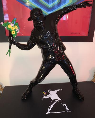 Banksy (after) - Flower Thrower Black Black 2