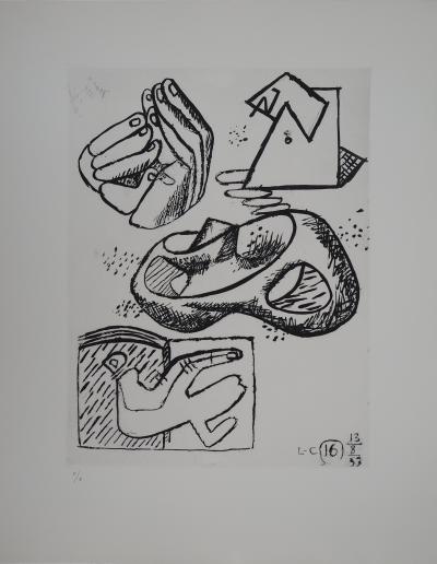 LE CORBUSIER : Unité, Mains et Symbole Infini, 1965 - Gravure originale Signée 2