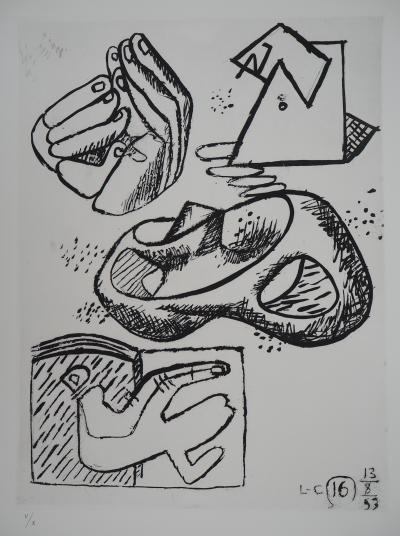 LE CORBUSIER : Unité, Mains et Symbole Infini, 1965 - Gravure originale Signée 2