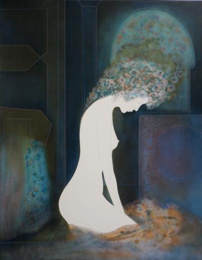 Guy RIBES - Nu au clair de lune - Lithographie originale signée 2