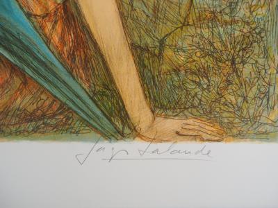 Jacques LALANDE : Conversation dans un parc - Sérigraphie originale signée 2