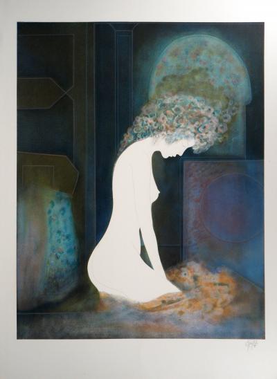 Guy RIBES : Nu au clair de lune - Lithographie Originale Signée 2
