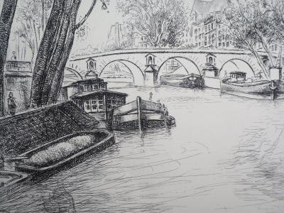 Robert LOTIRON : L’île Saint Louis - 1937 - Gravure Originale 2