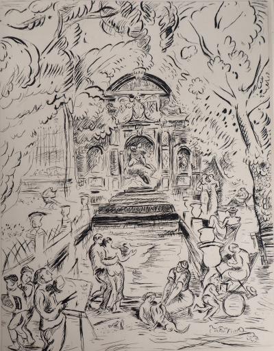 Othon FRIESZ : Fontaine du Jardin du Luxembourg - 1937 - Gravure Originale Signée 2