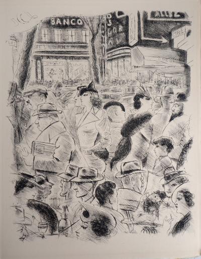 Chas LABORDE : Les Boulevards, Grands Magasins - 1937 - Gravure Originale Signée 2
