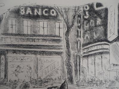 Chas LABORDE : Les Boulevards, Grands Magasins - 1937 - Gravure Originale Signée 2