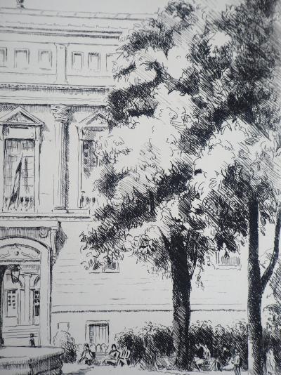 Eugène CORNEAU : La Bibliothèque Nationale - 1937 - Gravure Originale Signée 2